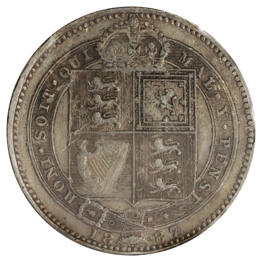 Great Britain 1887 Shilling Extra Fine (EF40) Impaired