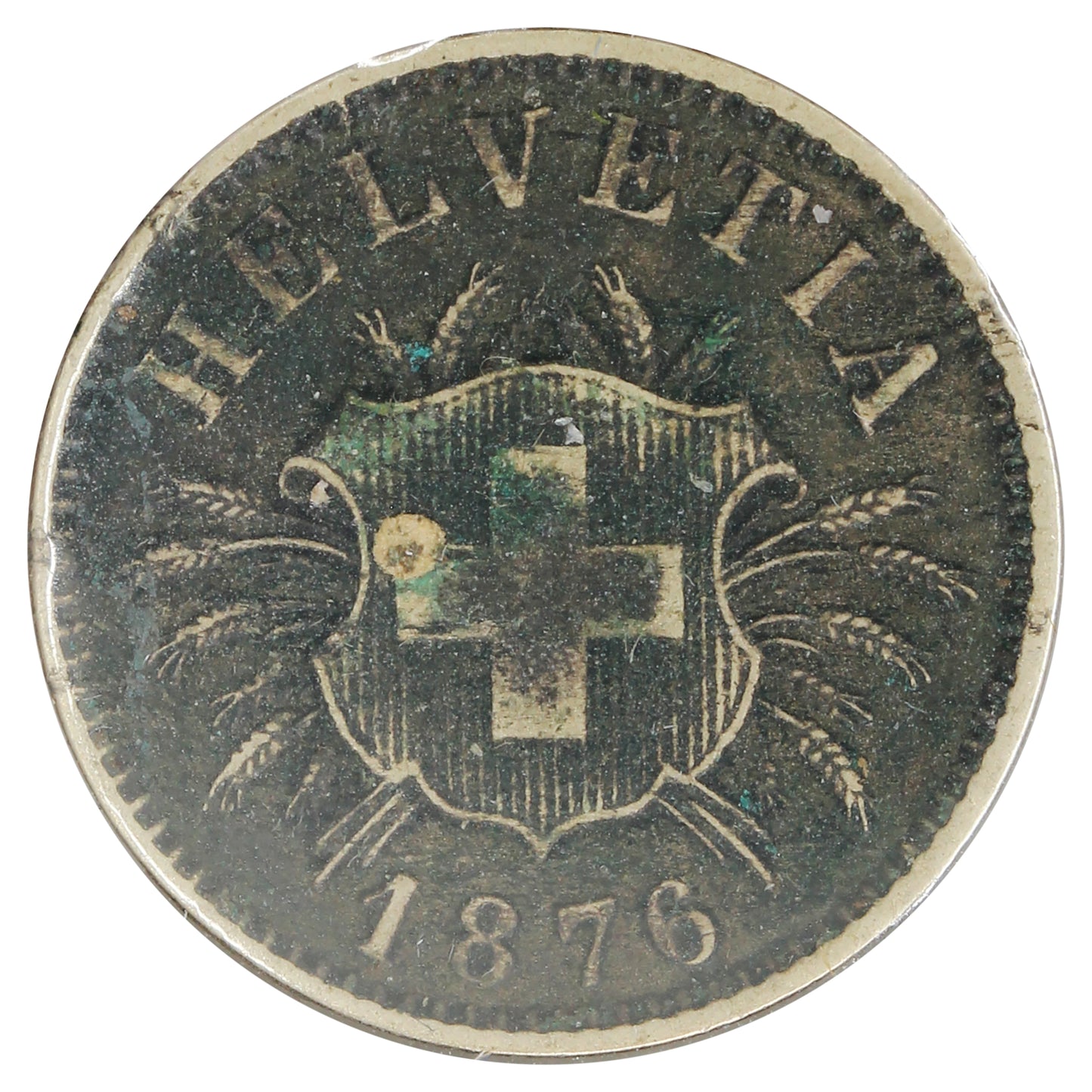 Switzerland 1876B 5 Rappen VF-EF (VF30) Corrosion