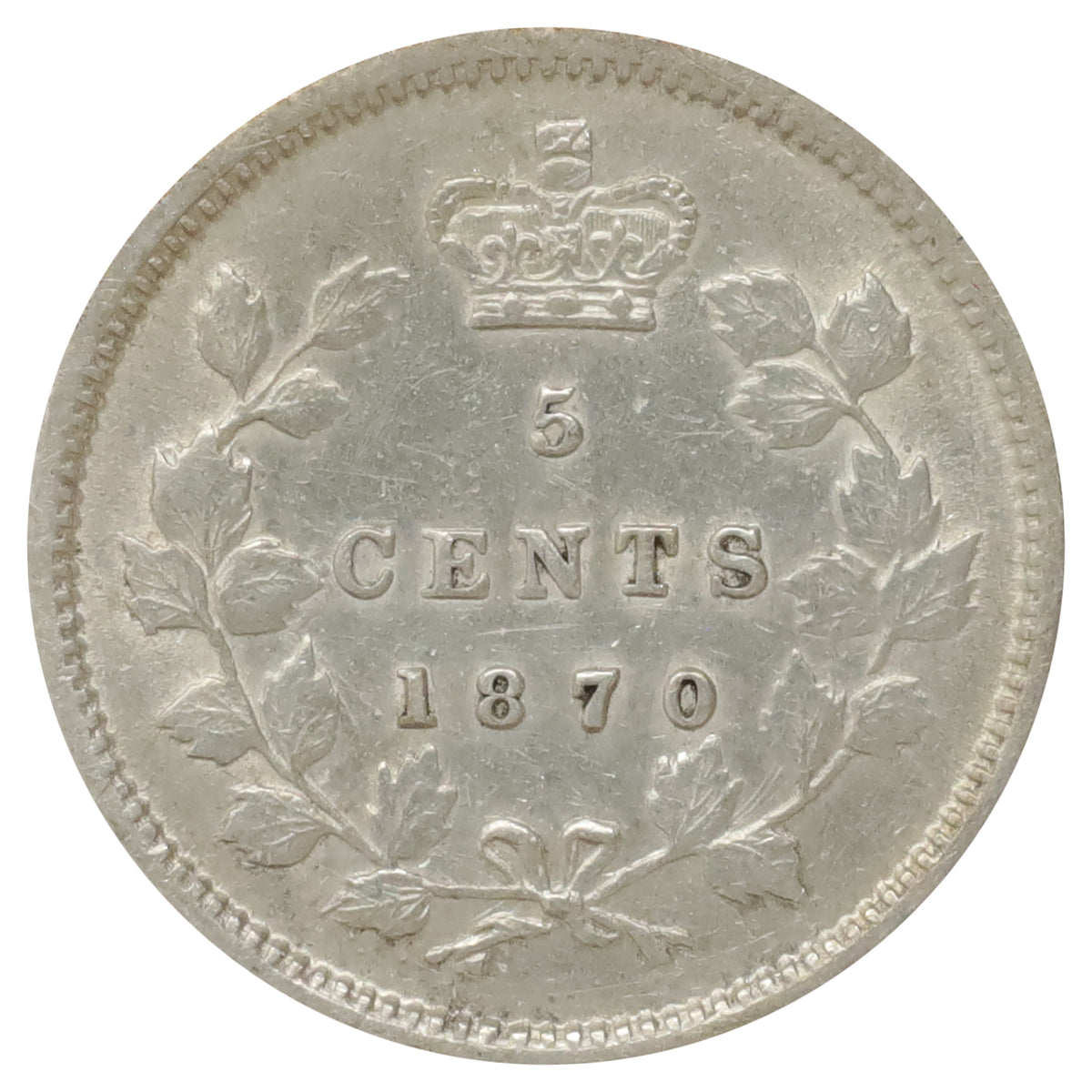 1870 Narrow Rim Canada 5-cents EF-AU (EF45) Scratched, marks, or impaired