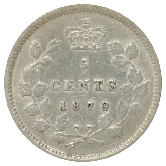 1870 Narrow Rim Canada 5-cents EF-AU (EF45) Scratched, marks, or impaired