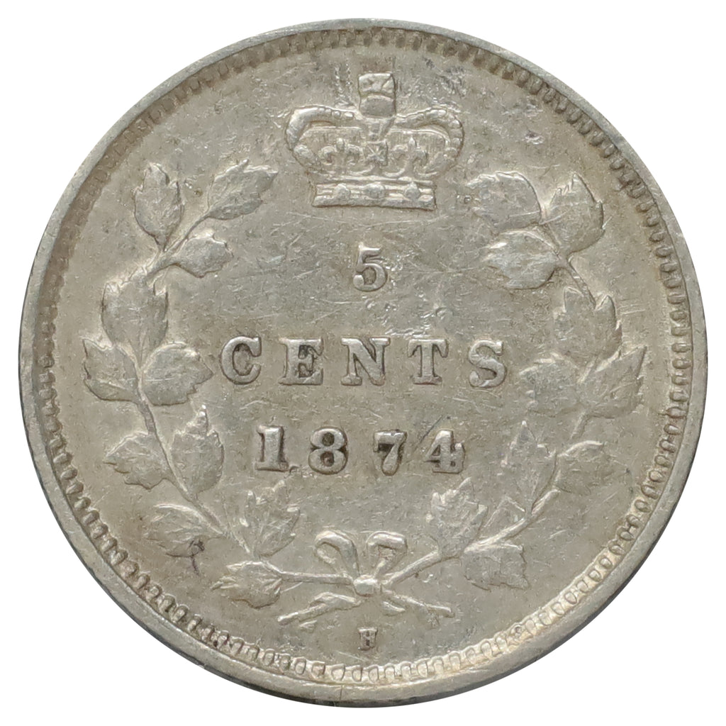 1874H Crosslet 4 Canada 5-cents Extra Fine (EF40) Scratched, marks, or impaired