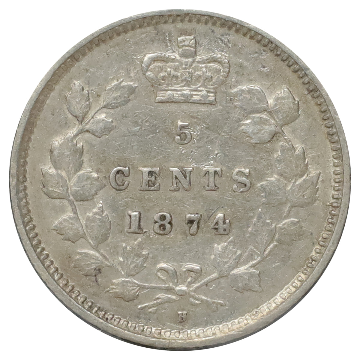 1874H Crosslet 4 Canada 5-cents Extra Fine (EF40) Scratched, marks, or impaired