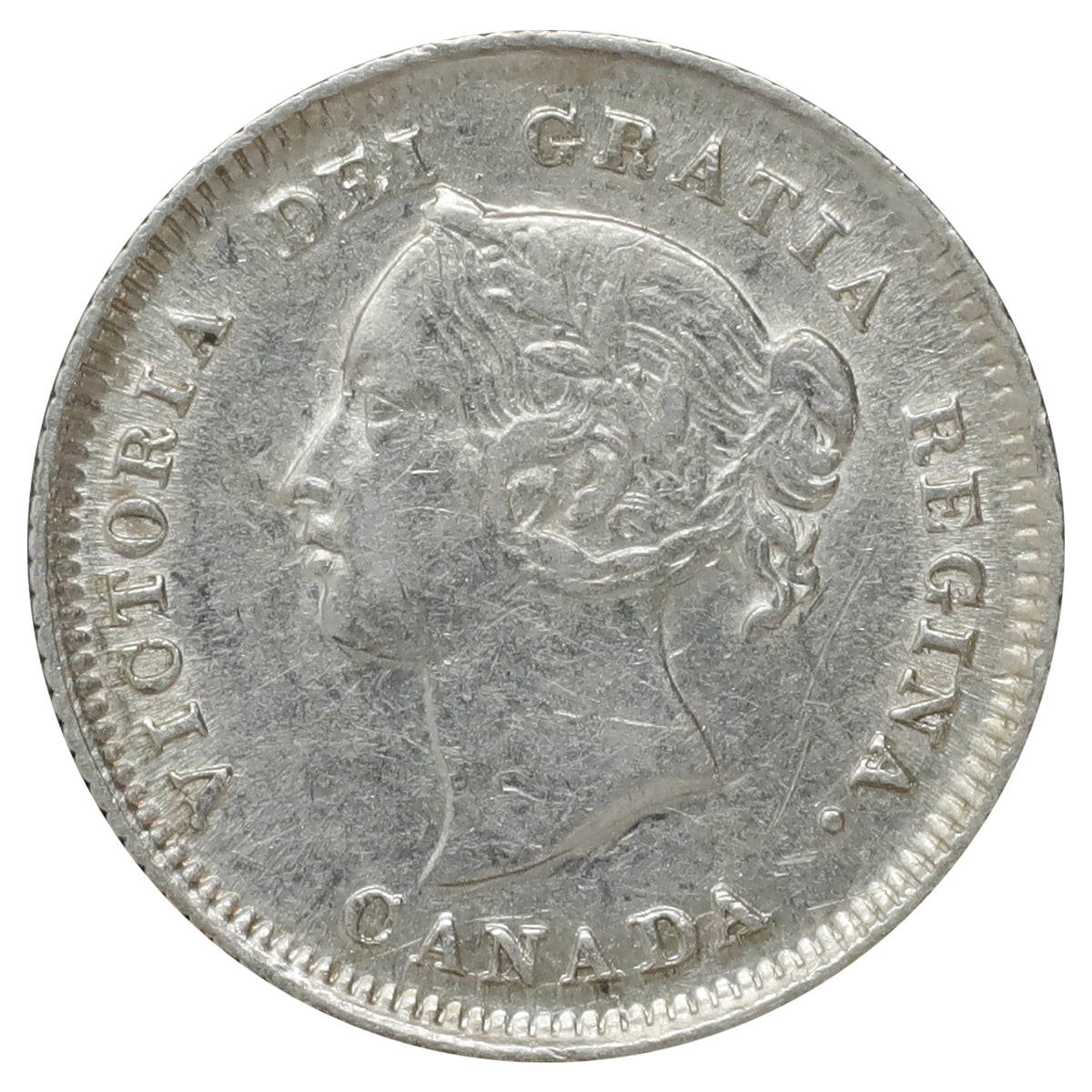 1880H Obv. 3 Canada 5-cents Almost Uncirculated (AU50) Scratched, marks, or impaired