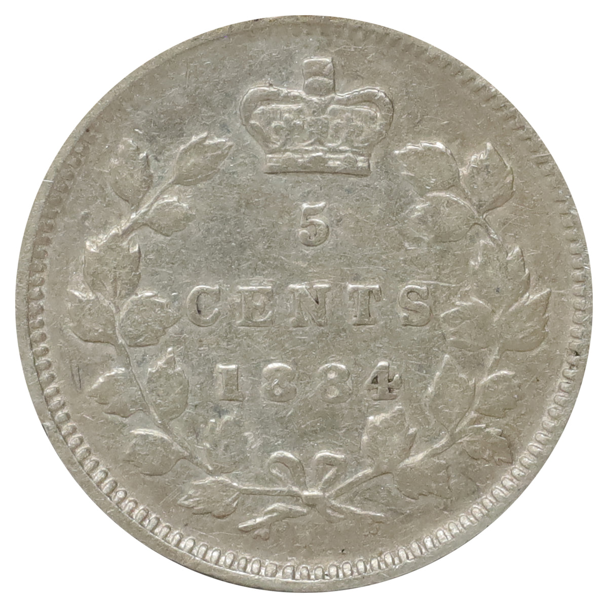 1884 Far 4 Canada 5-cents F-VF (F15) Scratched, marks, or impaired
