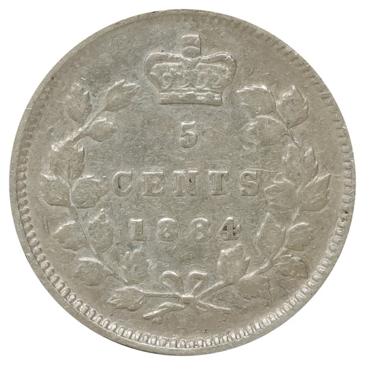 1884 Far 4 Canada 5-cents F-VF (F15) Scratched, marks, or impaired