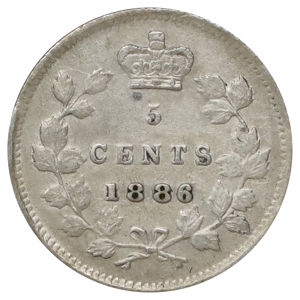 1886 Small 6 Canada 5-cents EF-AU (EF45) Scratched, marks, or impaired