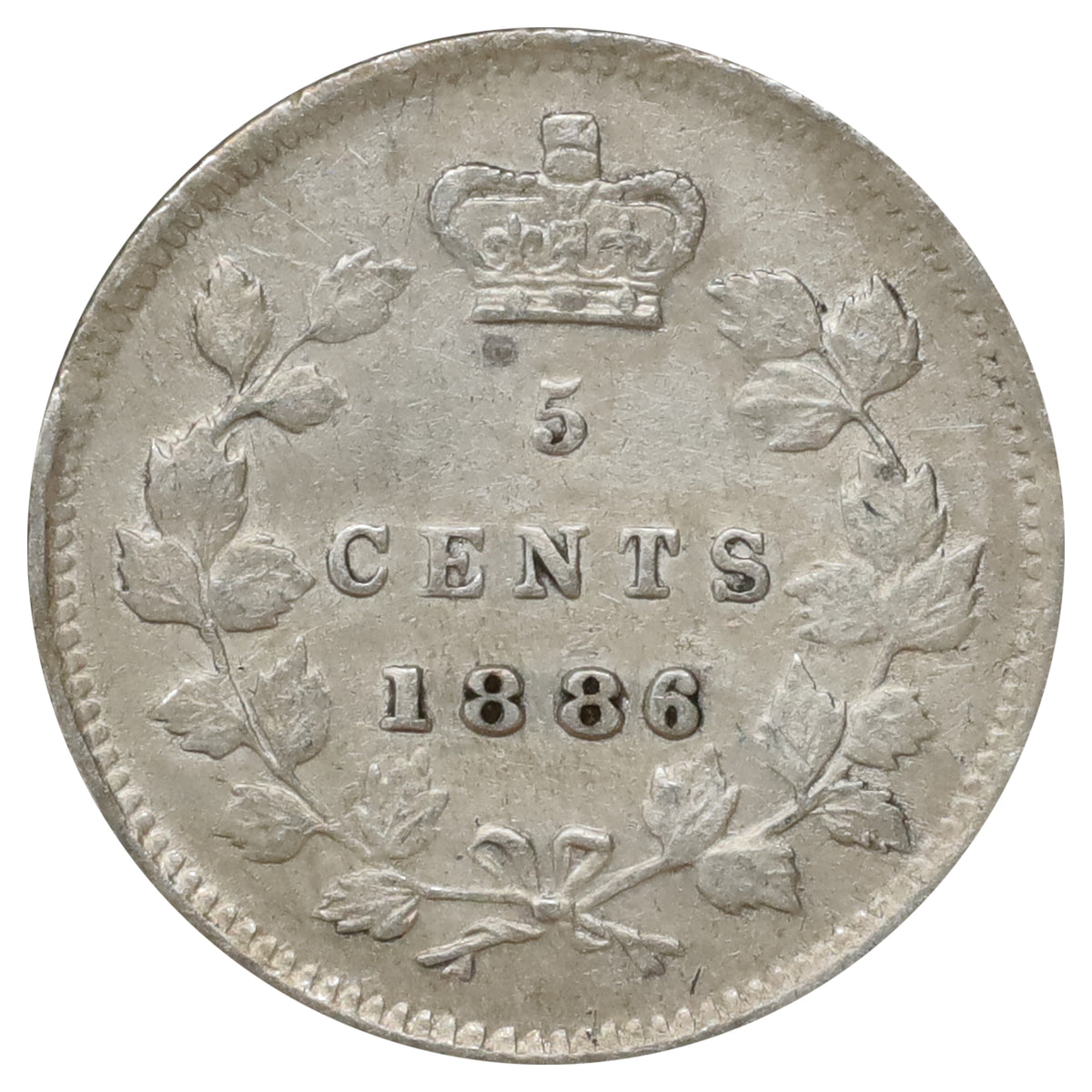 1886 Small 6 Canada 5-cents EF-AU (EF45) Scratched, marks, or impaired