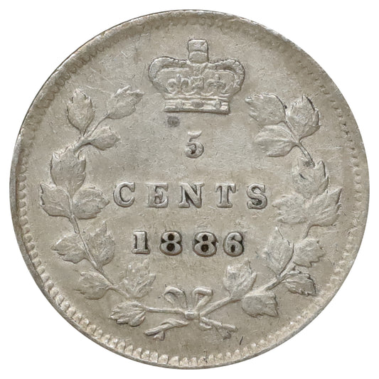 1886 Small 6 Canada 5-cents EF-AU (EF45) Scratched, marks, or impaired