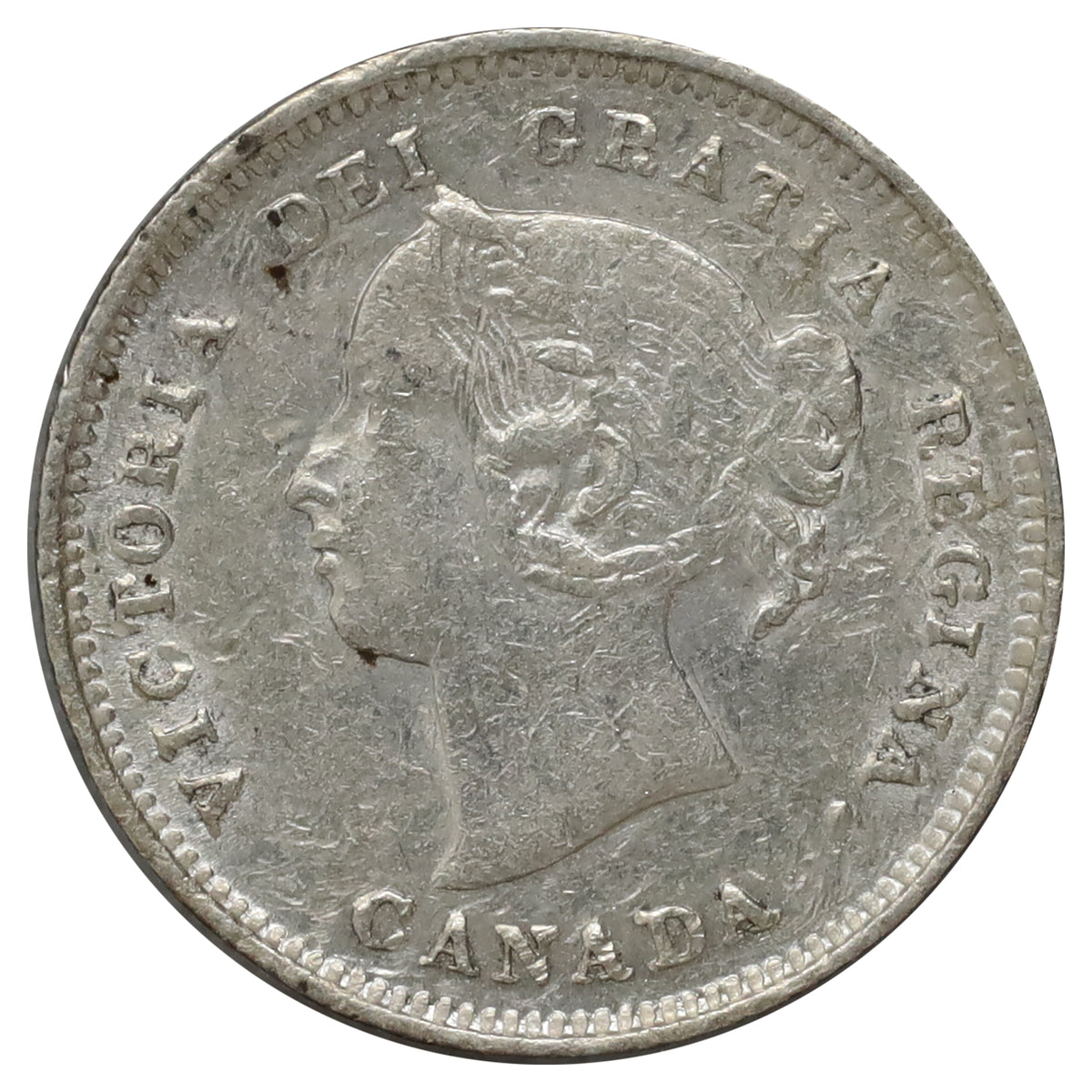 1888 Canada 5-cents Almost Uncirculated (AU50) Scratched, marks, or impaired