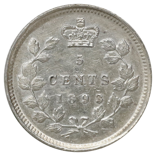 1893 Canada 5-cents AU-UNC (AU55) Scratched, marks, or impaired