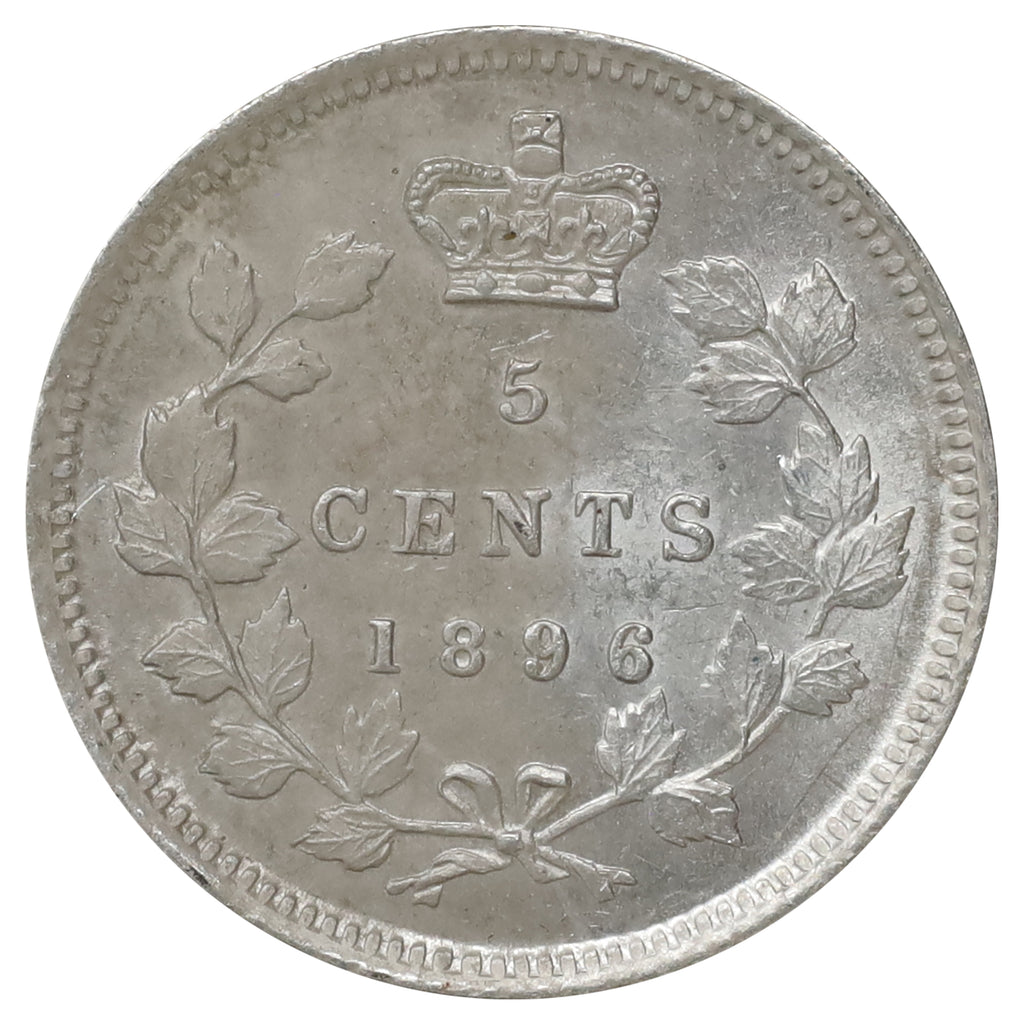 1896 Canada 5-cents UNC+ (MS62) Scratched, marks, or impaired