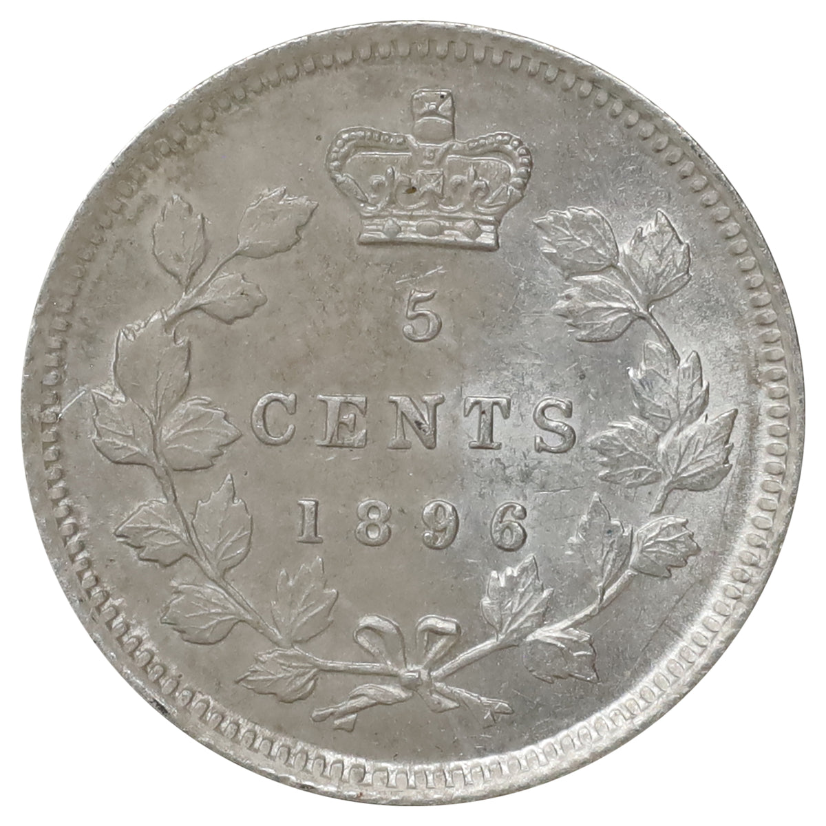 1896 Canada 5-cents UNC+ (MS62) Scratched, marks, or impaired