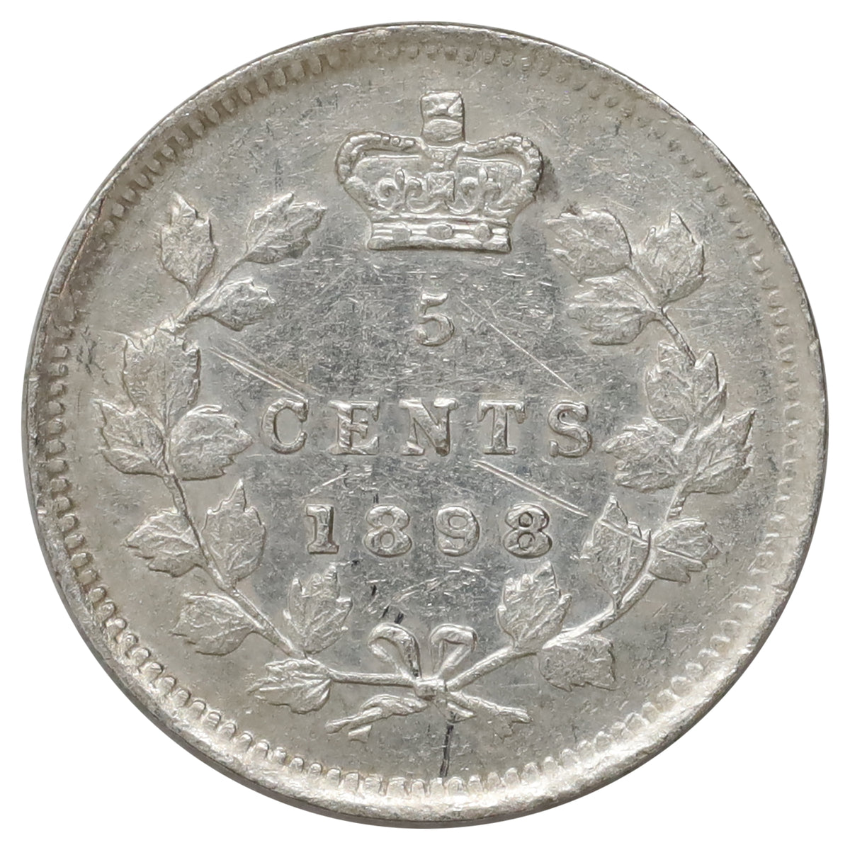 1898 Canada 5-cents EF-AU (EF45) Scratched, marks, or impaired
