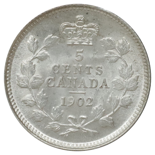 1902 Canada 5-cents Brilliant Uncirculated (MS63) Scratched, marks, or impaired