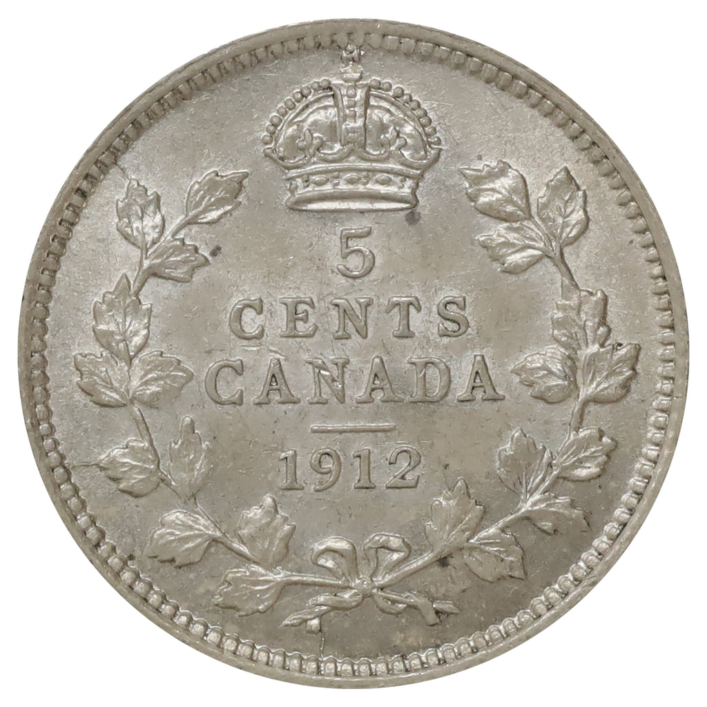 1912 Canada 5-cents UNC+ (MS62) Scratched, marks, or impaired