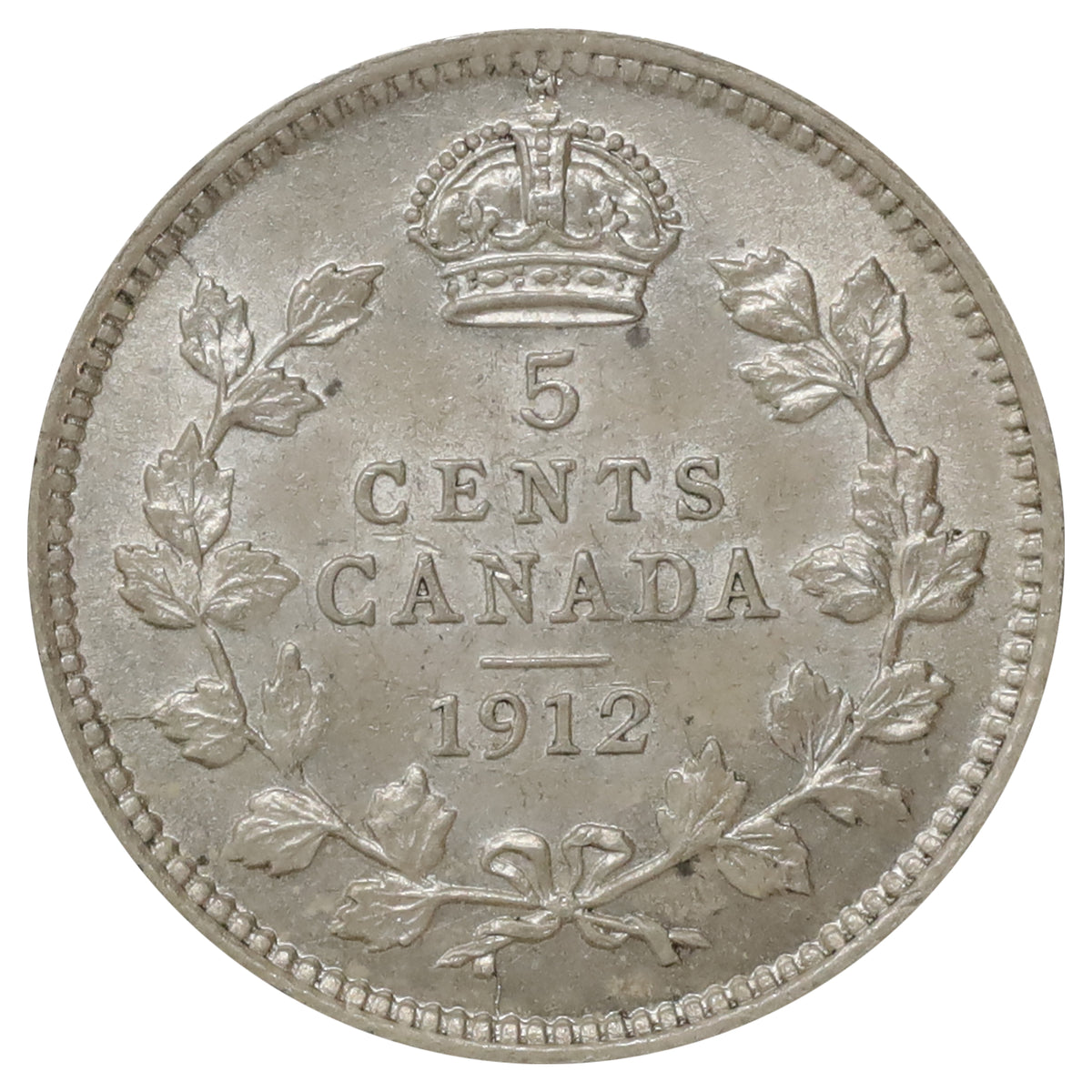 1912 Canada 5-cents UNC+ (MS62) Scratched, marks, or impaired