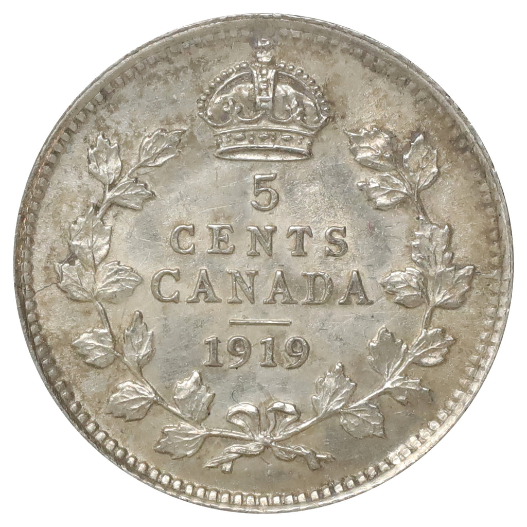 1919 Canada 5-cents AU-UNC (AU55) Scratched, marks, or impaired