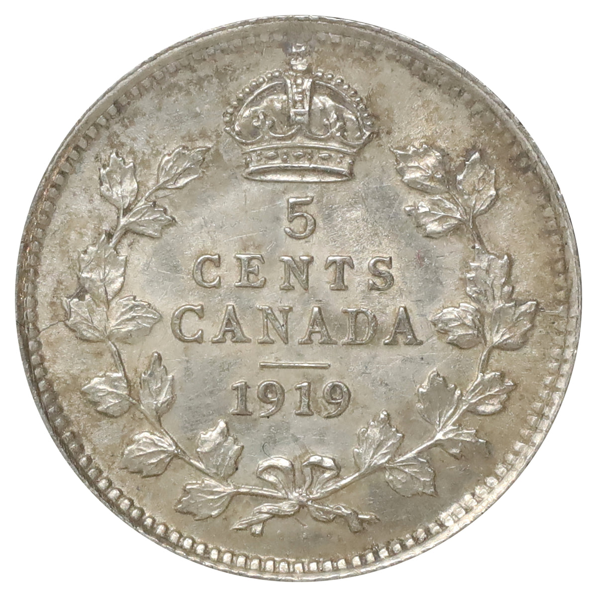 1919 Canada 5-cents AU-UNC (AU55) Scratched, marks, or impaired