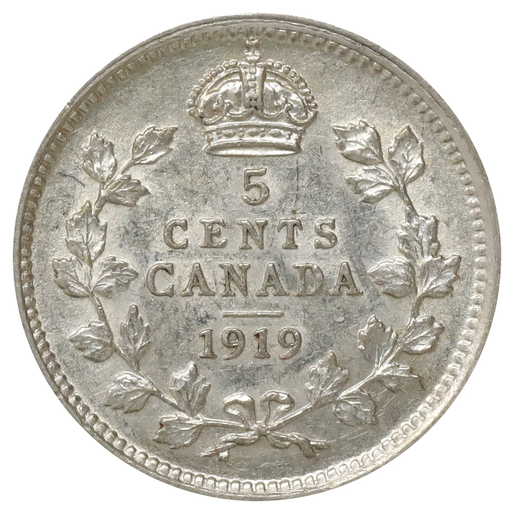 ERROR 1919 Rotated Die 45 Degrees Canada 5-cents EF-AU (EF45)