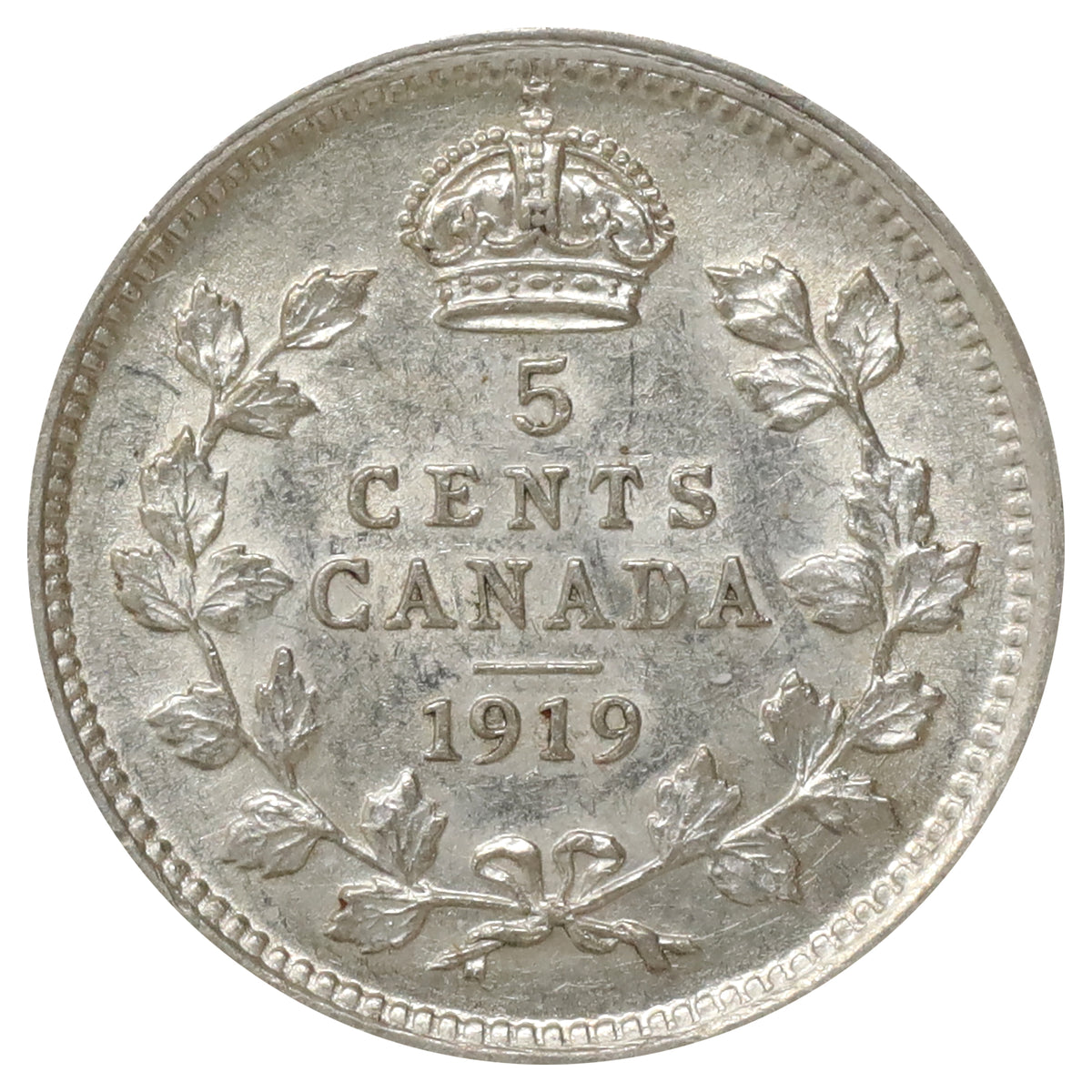 ERROR 1919 Rotated Die 45 Degrees Canada 5-cents EF-AU (EF45)
