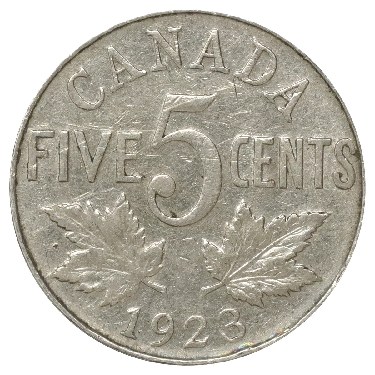 1923 Canada 5-cents Very Fine (VF20) Scratched, marks, or impaired