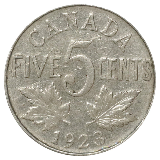 1923 Canada 5-cents Very Fine (VF20) Scratched, marks, or impaired