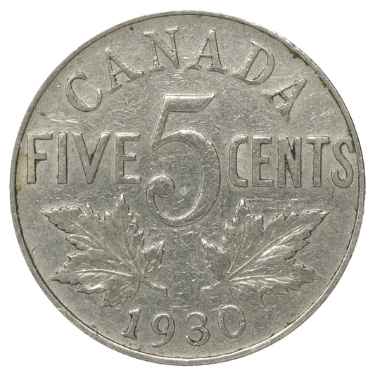 1930 Canada 5-cents Very Fine (VF20) Scratched, marks, or impaired