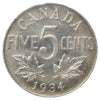 1934 Canada 5-cents Uncirculated (MS60) Scratched, marks, or impaired