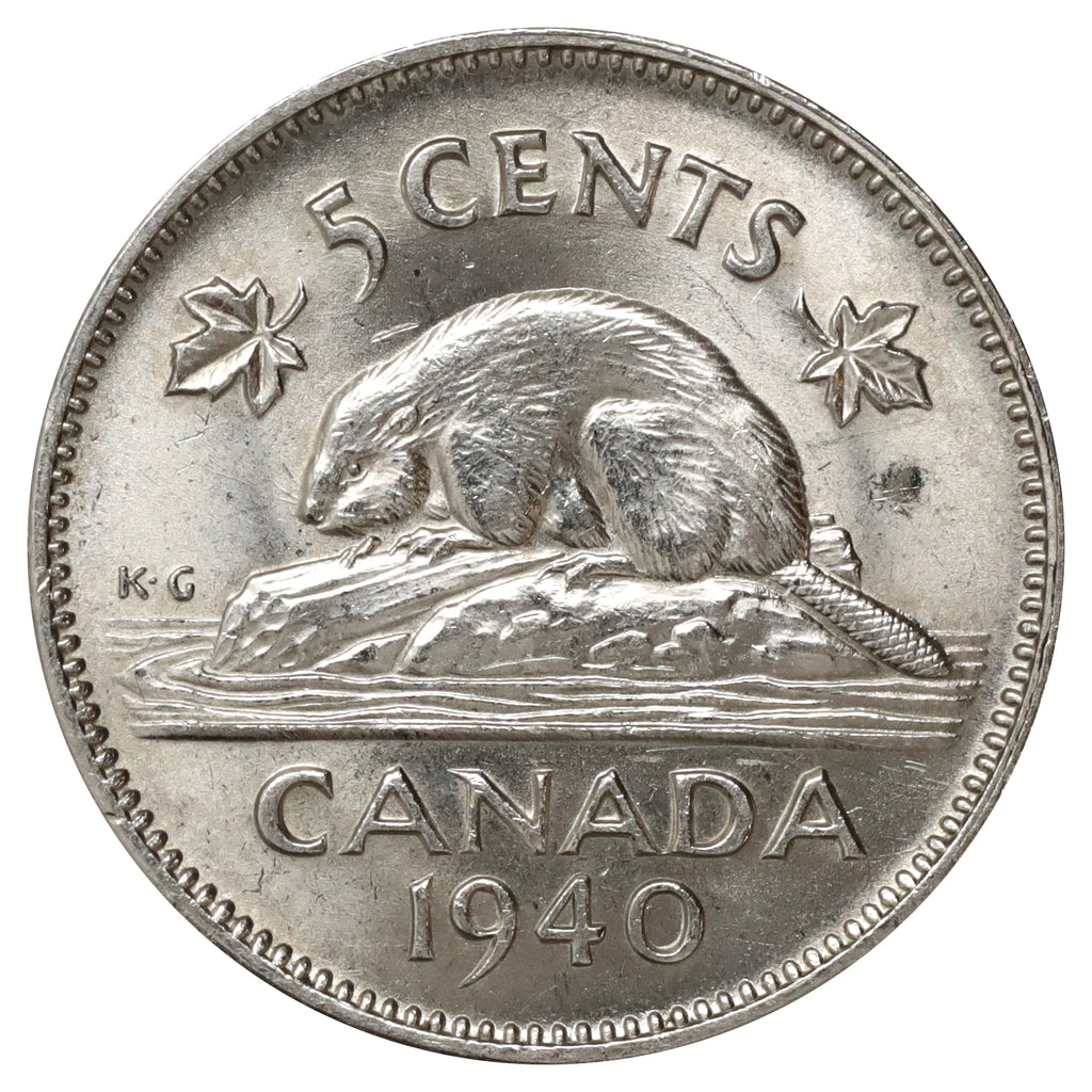 1940 Canada 5-cents Choice Brilliant Uncirculated (MS64) Scratched, marks, or impaired