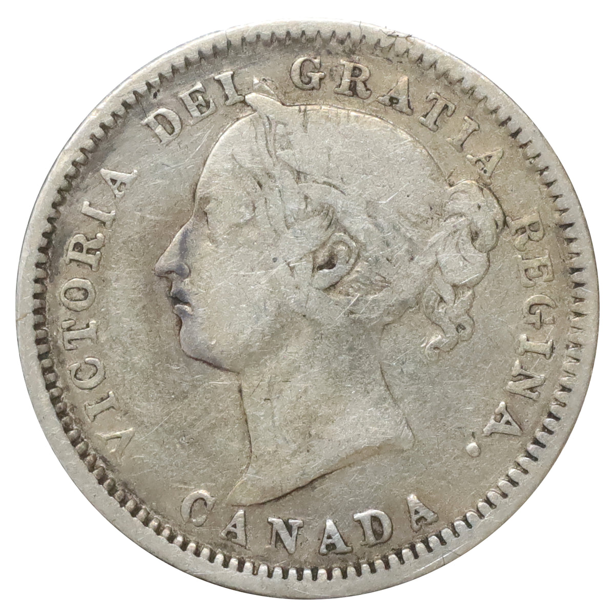 1881H Obv. 2 Canada 10-cents VG-F (VG10) Scratched, marks, or impaired