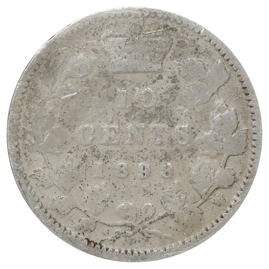 1898 Obv. 5 Canada 10-cents G-VG (G6) Scratched, marks, or impaired