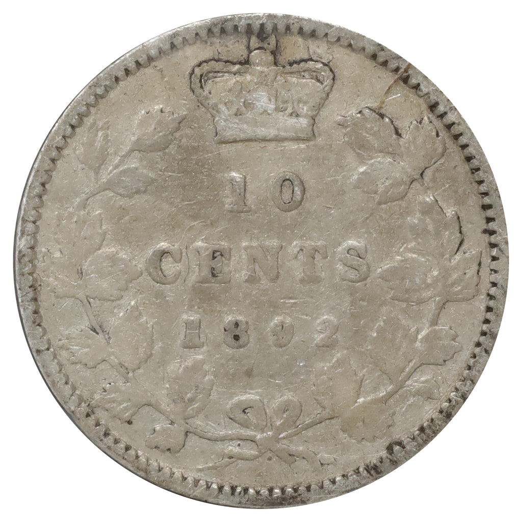 1892 Obv. 5 Canada 10-cents G-VG (G6) Scratched, marks, or impaired