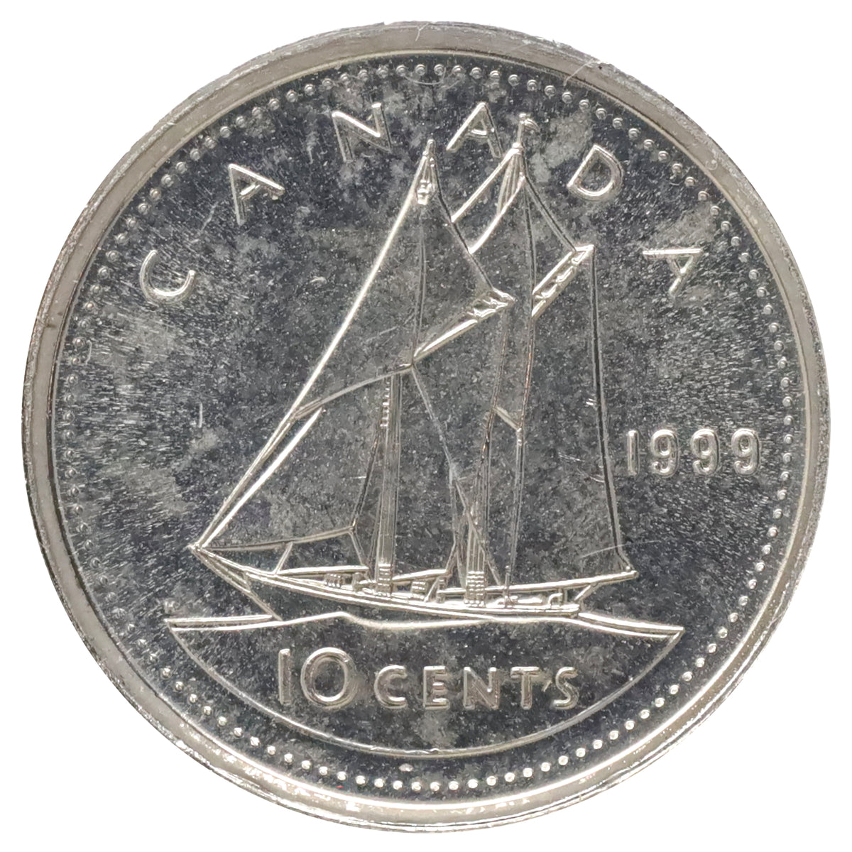 1999P (test) Canada 10-cents Brilliant Uncirculated (MS63) Scratched, marks, or impaired