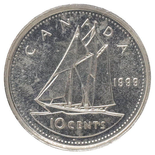 1999P (test) Canada 10-cents Brilliant Uncirculated (MS63) Scratched, marks, or impaired