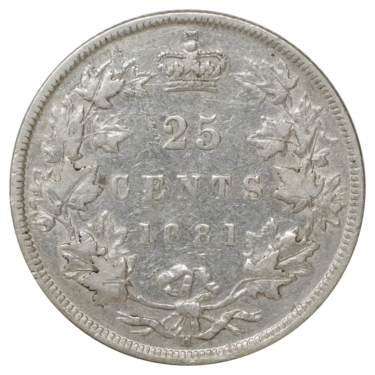 1881H Canada 25-cents VF-EF (VF30) Scratched, marks, or impaired