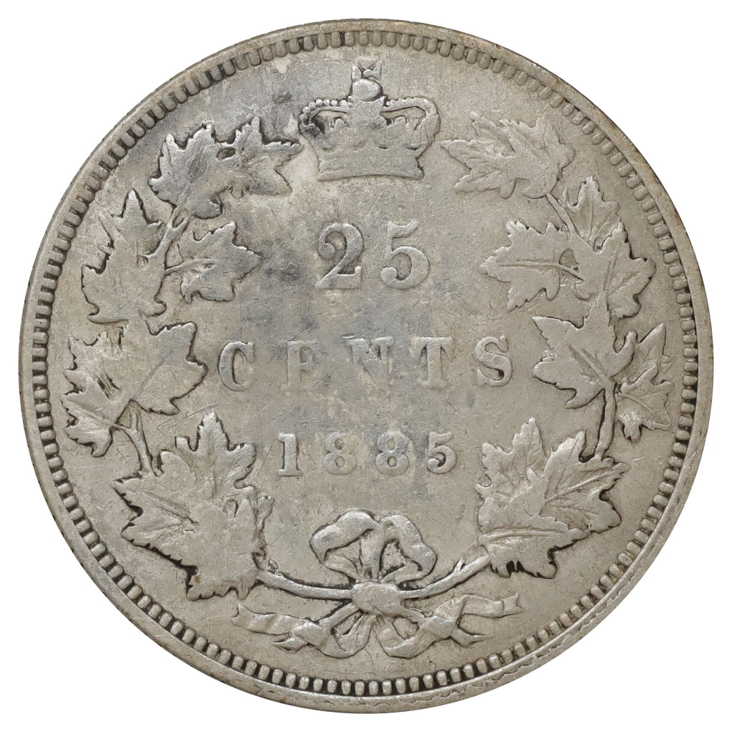 1885 Curved Top 5 Canada 25-cents VG-F (VG10) Scratched, marks, or impaired