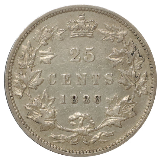 1888 Canada 25-cents Extra Fine (EF40) Scratched, marks, or impaired