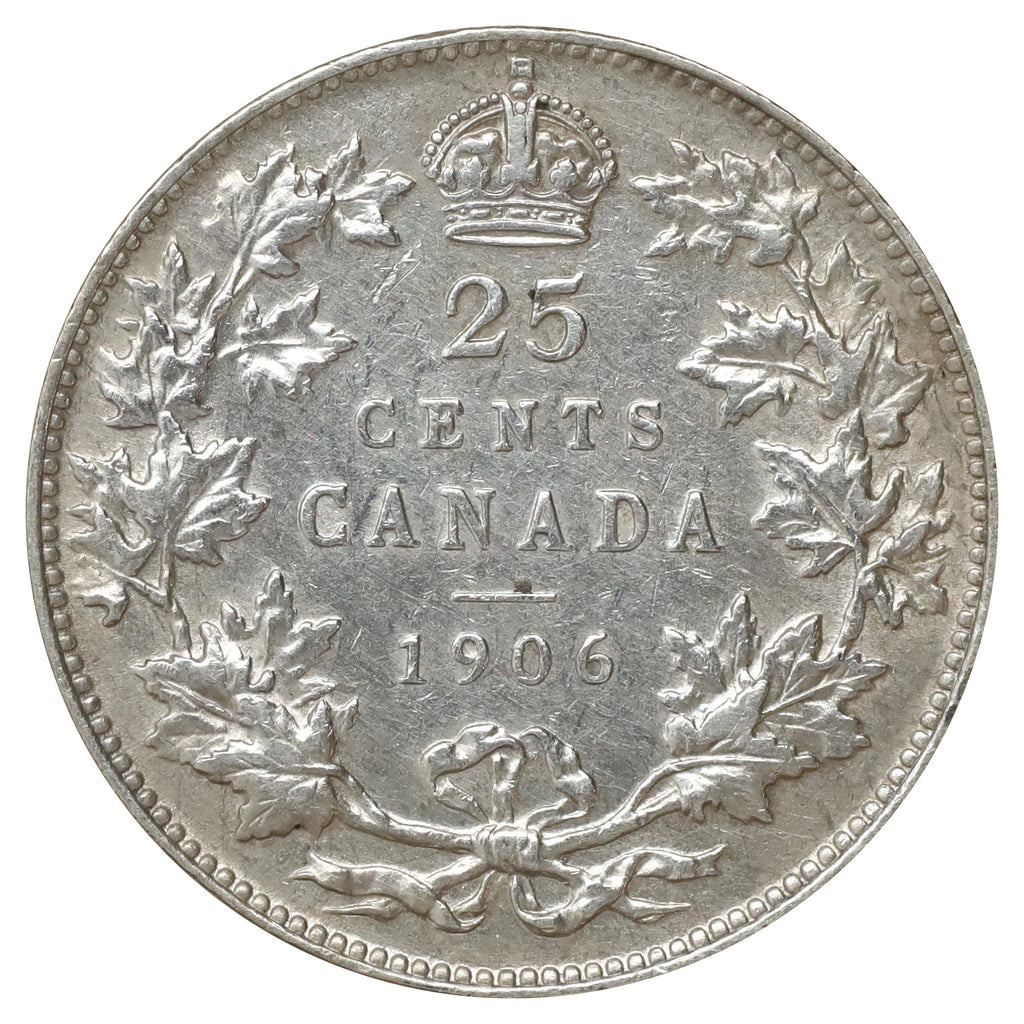 1906 Canada 25-cents EF-AU (EF45) Scratched, marks, or impaired