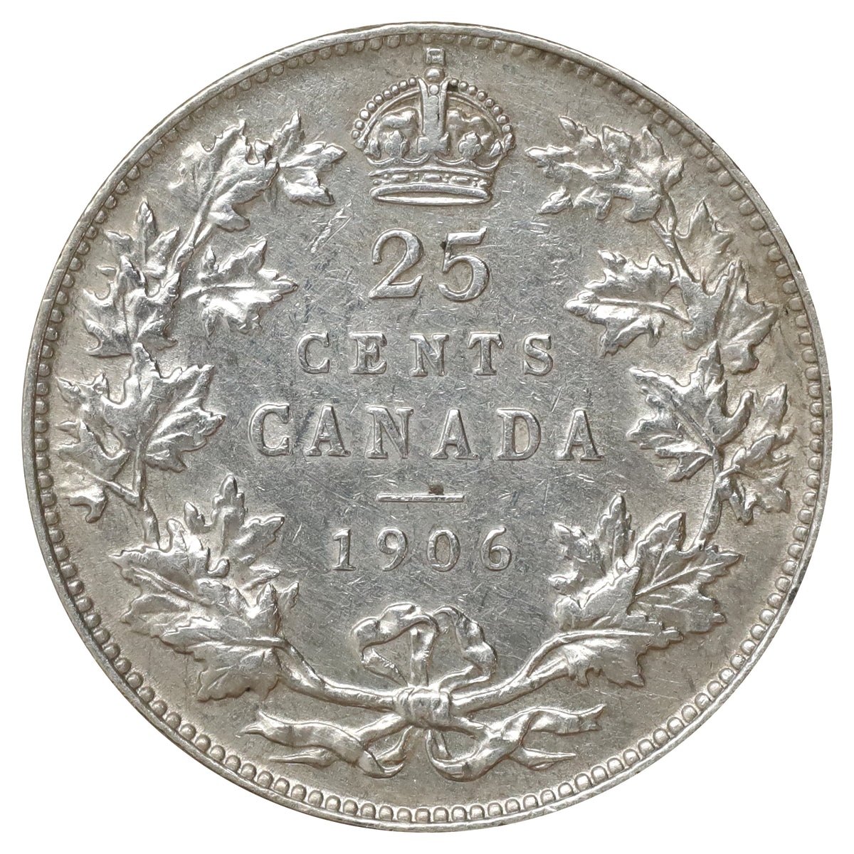 1906 Canada 25-cents EF-AU (EF45) Scratched, marks, or impaired
