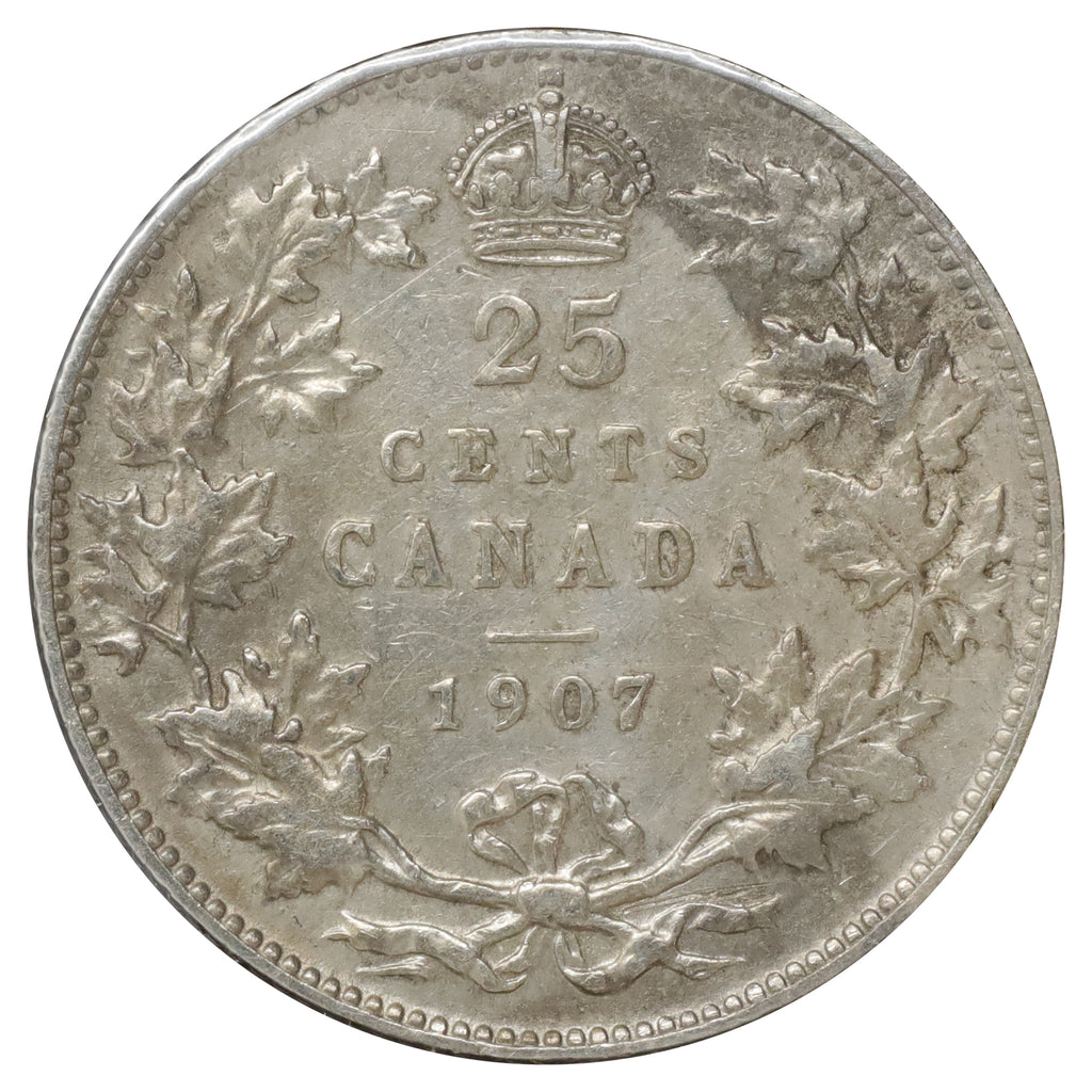 1907 Canada 25-cents VF-EF (VF30) Scratched, marks, or impaired