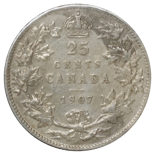 1907 Canada 25-cents VF-EF (VF30) Scratched, marks, or impaired