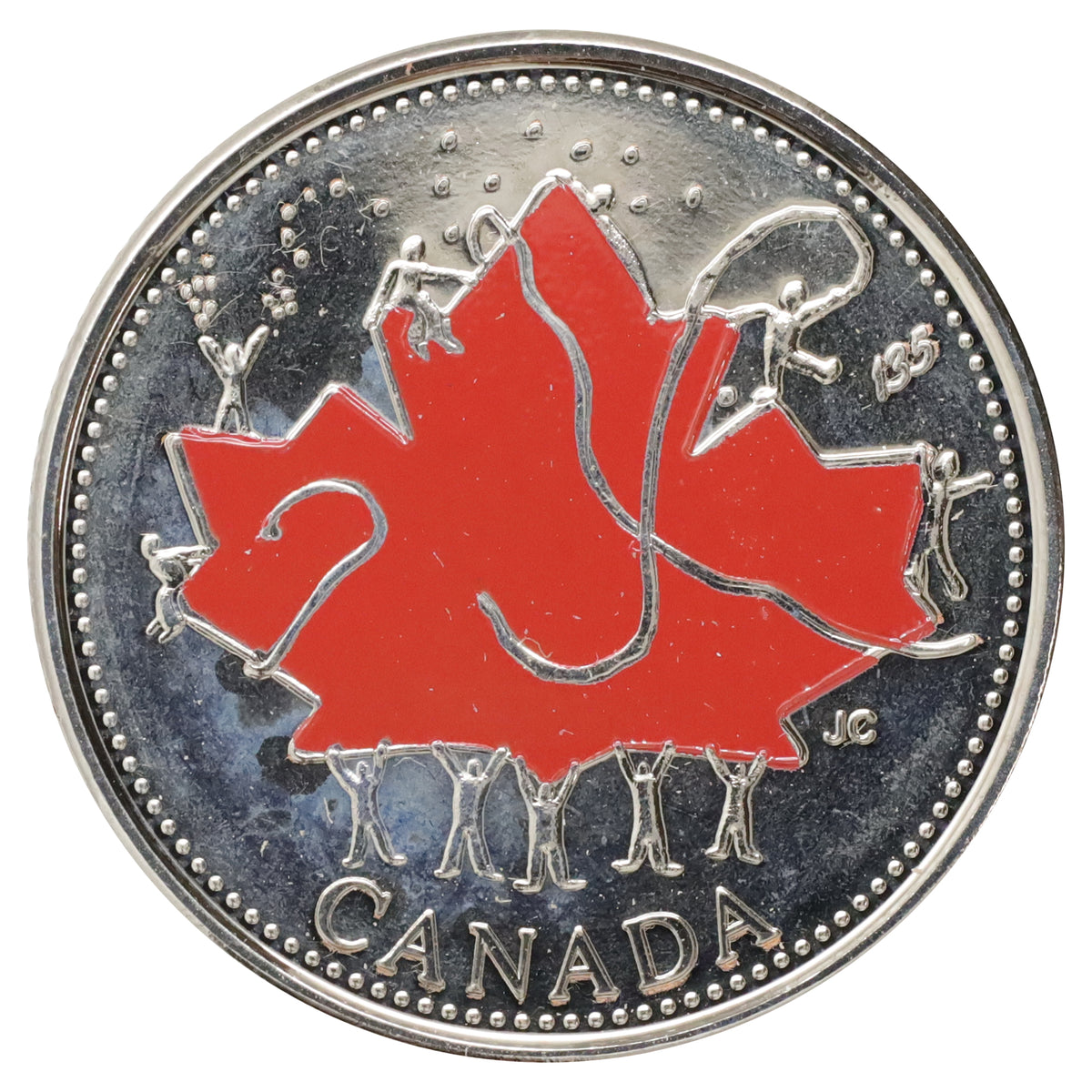 2002P Coloured Canada Day 25-cents Proof Like (Scratched, marks, or impaired)