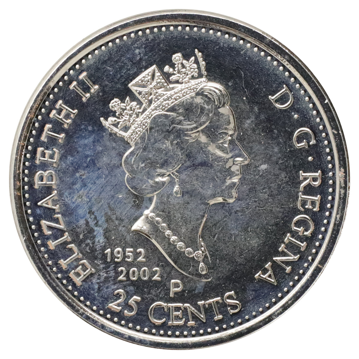 2002P Coloured Canada Day 25-cents Proof Like (Scratched, marks, or impaired)