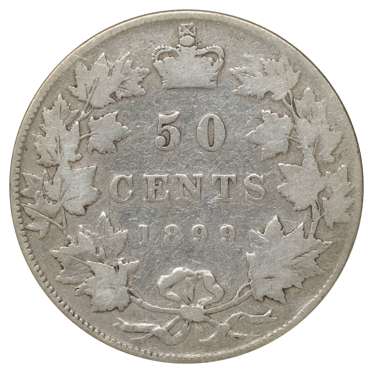 1899 Large 1st 9 Canada 50-cents Very Good (VG8) Scratched, marks, or impaired