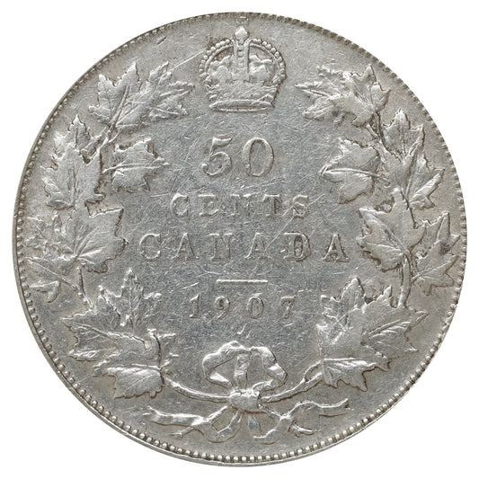 1907 Canada 50-cents VF-EF (VF30) Scratched, marks, or impaired