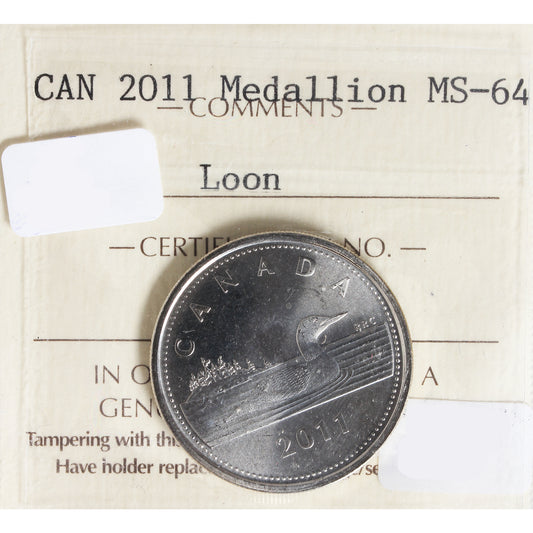 2011 Canada Loon Medallion ICCS Cert. MS-64