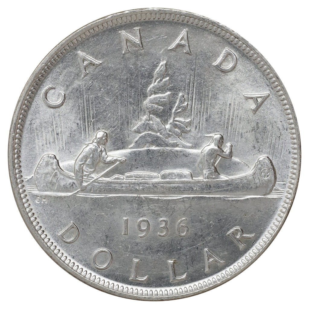 1936 Canada Dollar Choice Brilliant Uncirculated (MS65) Scratched, marks, or impaired