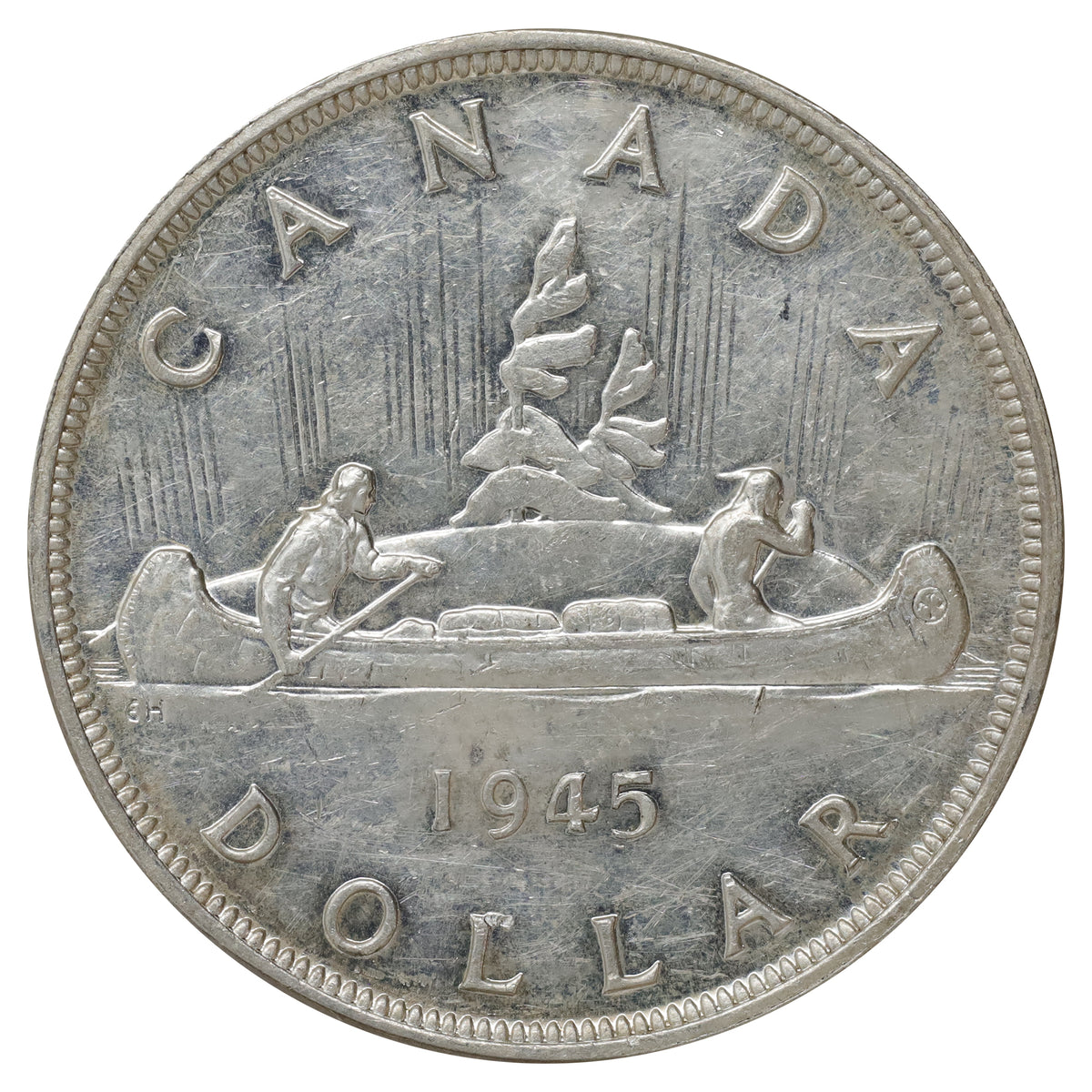 1945 Canada Dollar EF-AU (EF45) Scratched, marks, or impaired