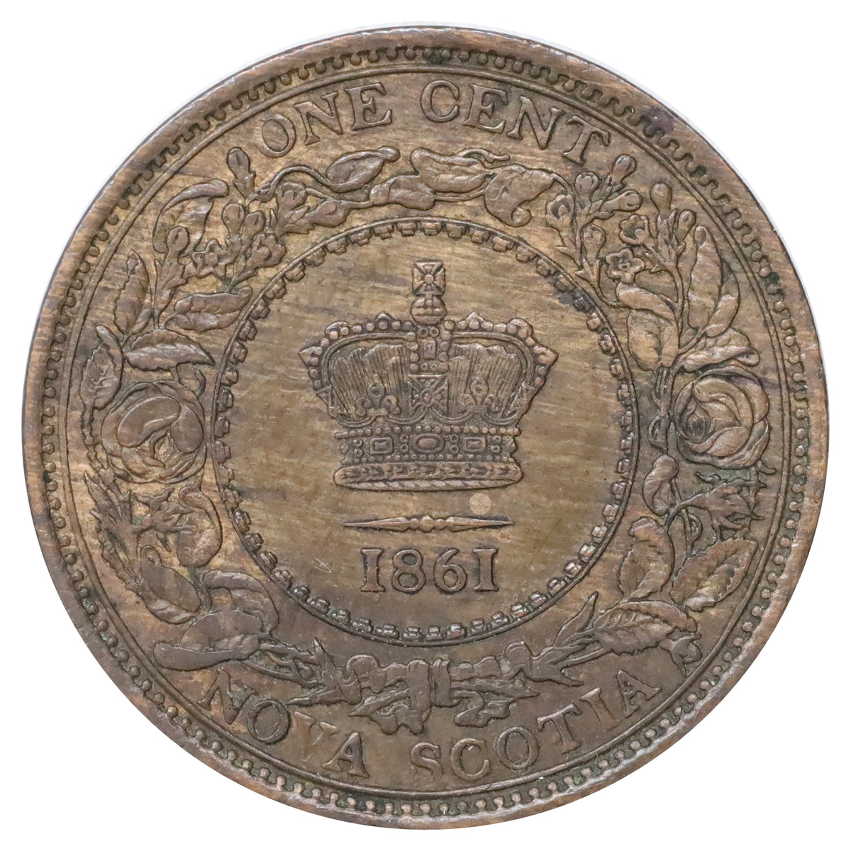 1861 Large Bud Nova Scotia 1-cent AU-UNC (AU55) Scratched, marks, or impaired