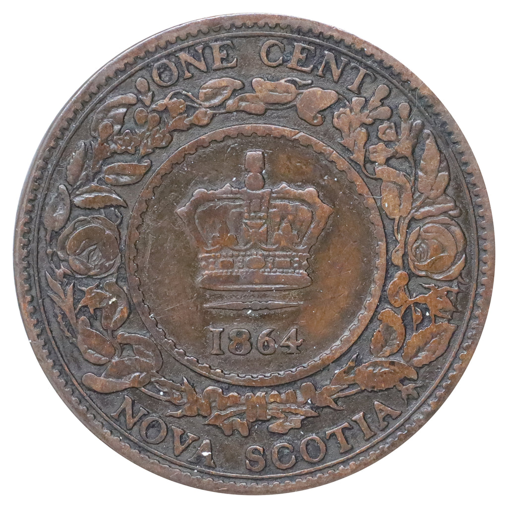 1864 Nova Scotia 1-cent VG-F (VG10) Scratched, marks, or impaired